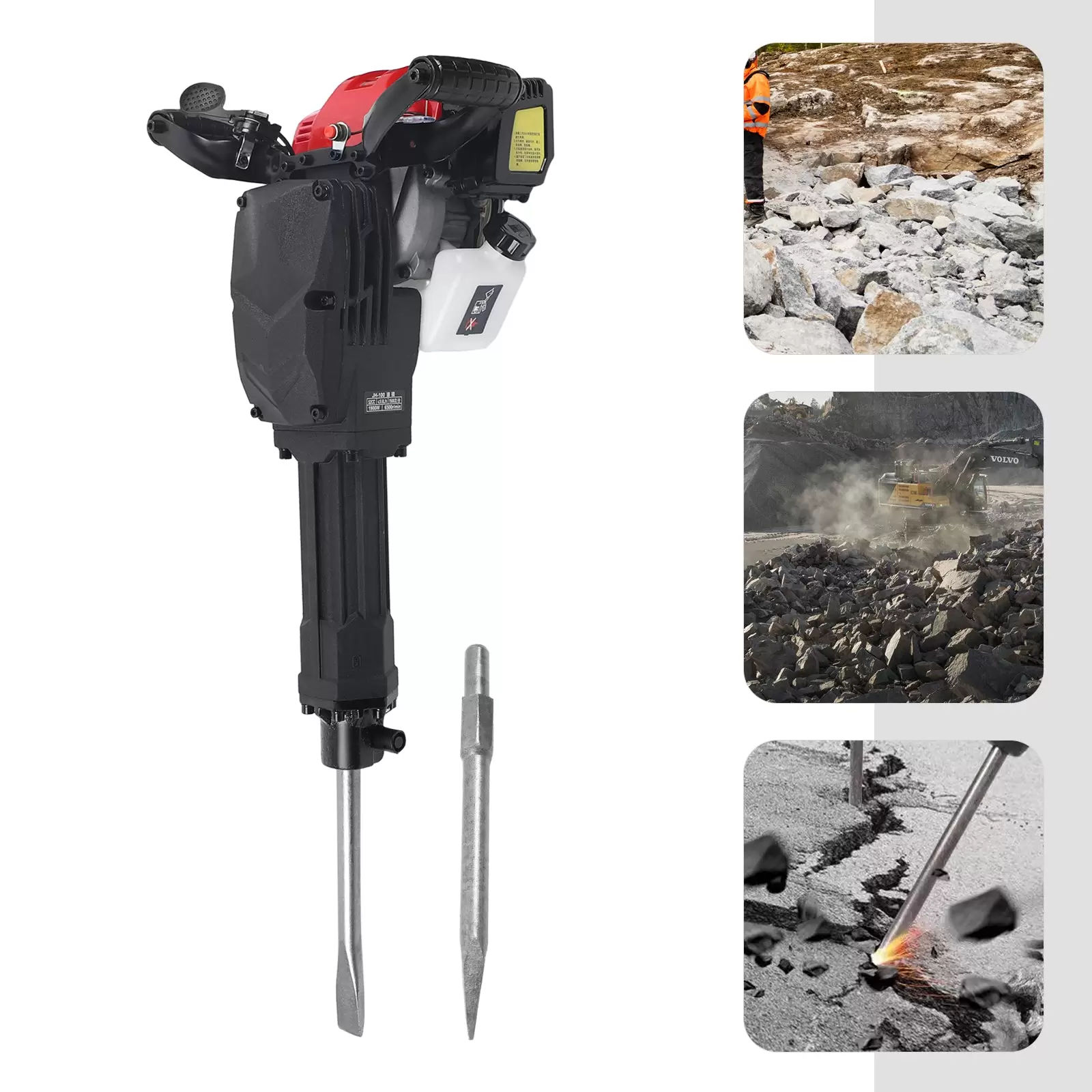 52CC 2-Takt Benzin Abbruchhammer 44mm Einzylinder Meißelhammer Schlaghammer Stemmhammer Demolition Hammer 52CC 2-Takt Benzin Abbruchhammer 44mm Einzylinder Meißelhammer Schlaghammer Stemmhammer Demolition Hammer