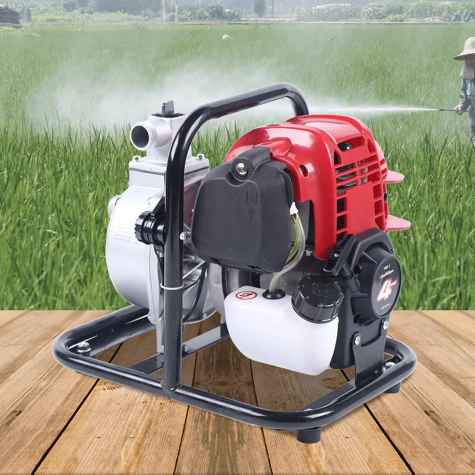 4 Takt 1200W Benzin Wasserpumpe Motor Tragbare Gasbetriebene Wasserpumpe
