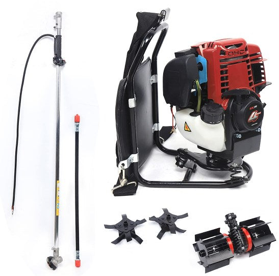Benzin Motorsense Rückentragbare 4-Takt Motorsense 2 in 1 Freischneider 1,4 PS,4500-8500 U/min Tragegurt Rasentrimmer