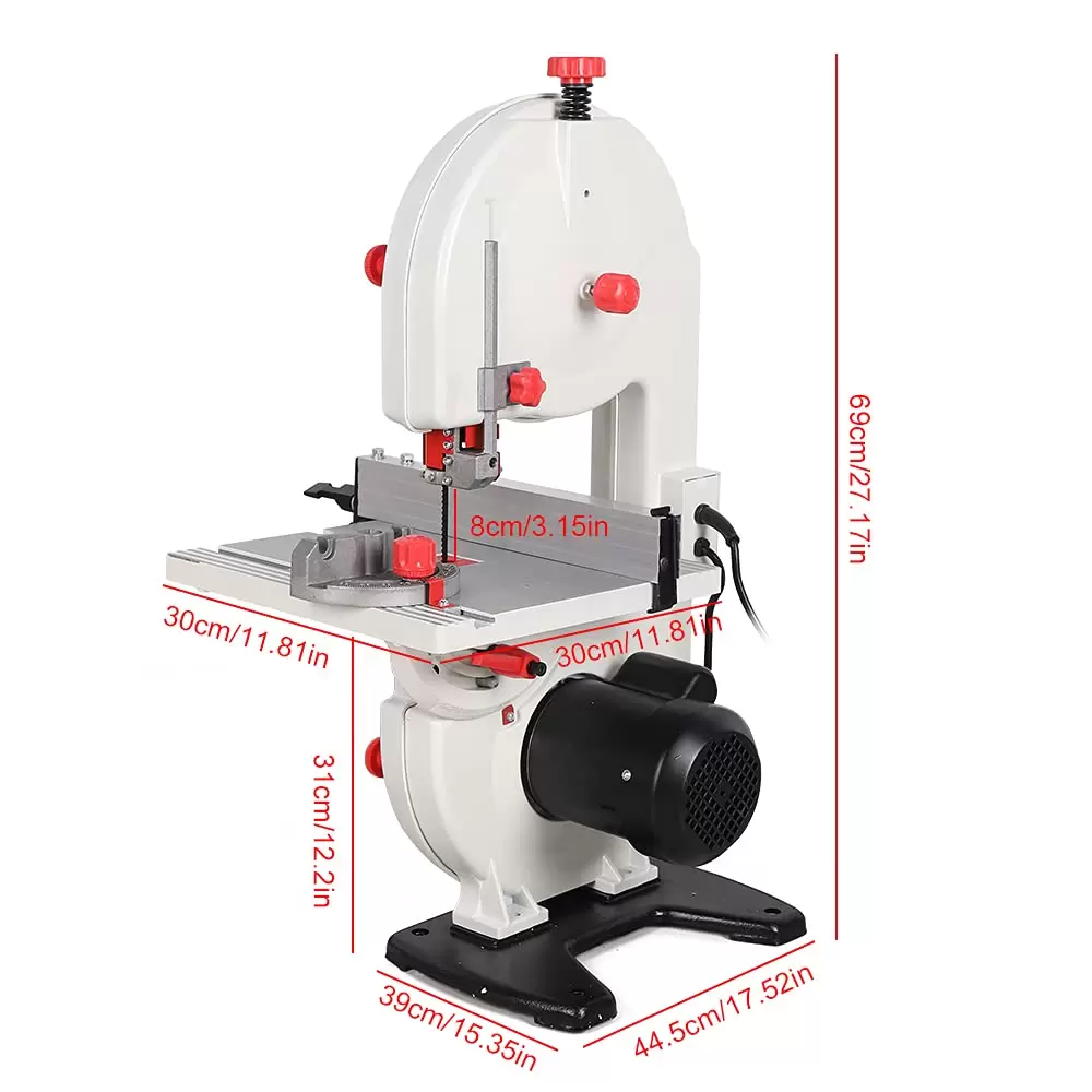 CNCEST 350W Tischbandsäge 0-45° Tischverstellung Holzbandsäge | Werkbankgröße:30x30cm | Schnitthöhe: 8 cm CNCEST 350W Tischbandsäge 0-45° Tischverstellung Holzbandsäge | Werkbankgröße:30x30cm | Schnitthöhe: 8 cm