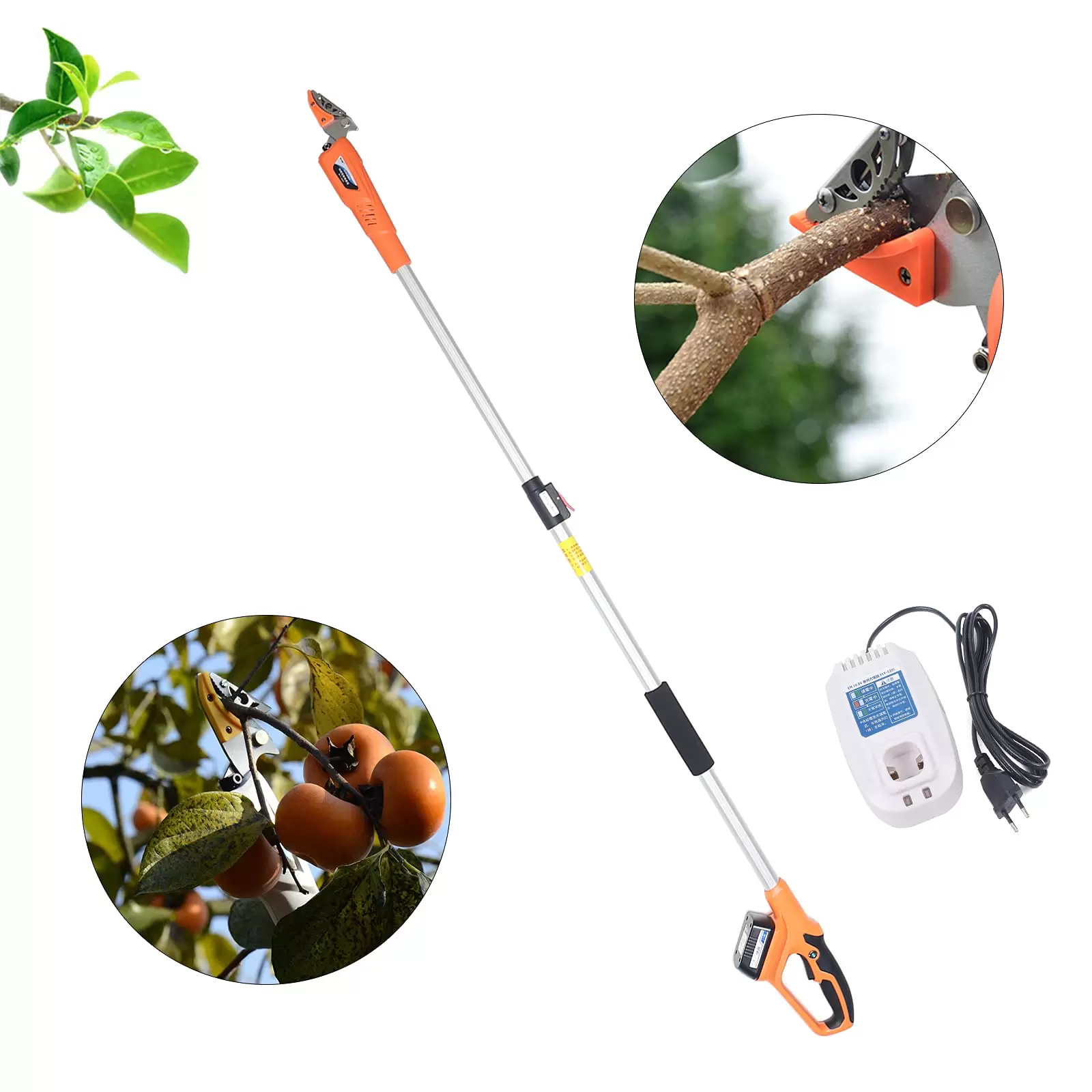 Elektrische Gartenschere, Professionelle Astschere mit Akku und Teleskopstiel 220V Astschneider Rebschere