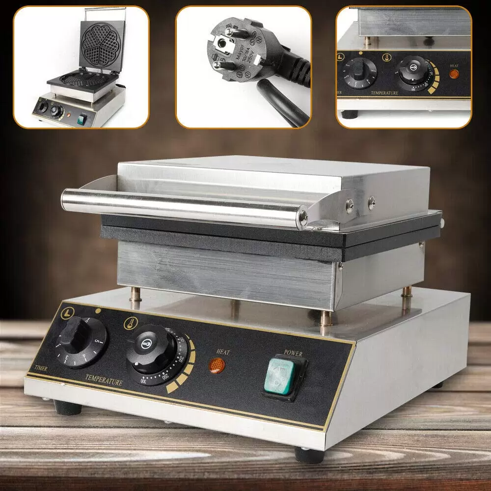 1750W 5pcs Waffelautomat Waffeleisen für Herzwaffeln Edelstahl Waffeln Maschine