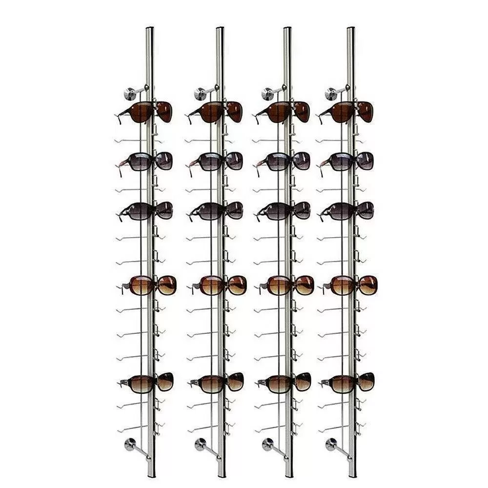 10X Brillen Display Rod ohne Schloss Brillenständer Ablage Brillendisplay (Silber)