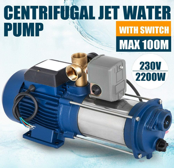 2200W 9600 L/H Gartenpumpe Kreiselpumpe Mit Schalter Hauswasserwerk Edelstahl