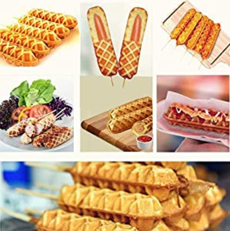 6stk Kommerzielles Waffeleisen Edelstahl Hotdog Maker Stiel Waffelsticks