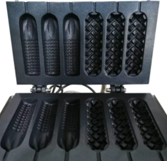 6stk Kommerzielles Waffeleisen Edelstahl Hotdog Maker Stiel Waffelsticks
