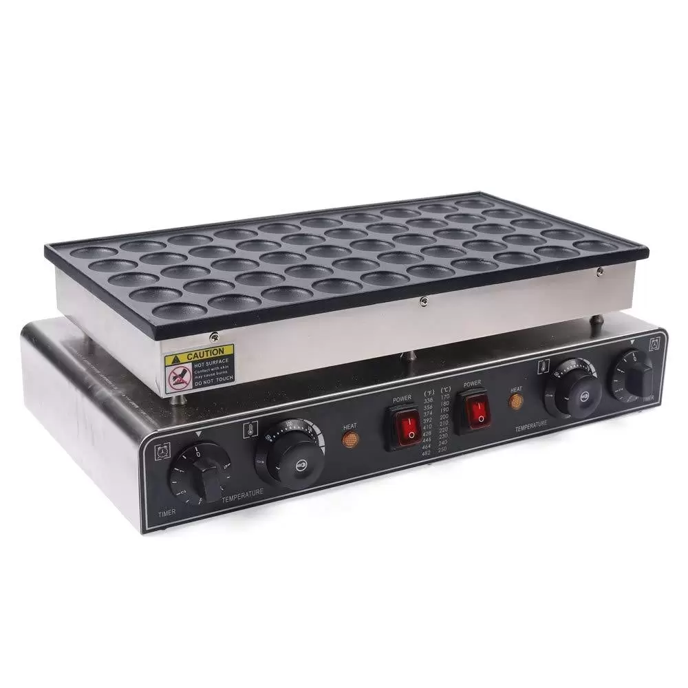 50 Löcher Elektro Mini Holländischer Pfannkuchenmaschine Antihaft Pancakes Maker Pfannkuchenpfanne + 2* Bürsten