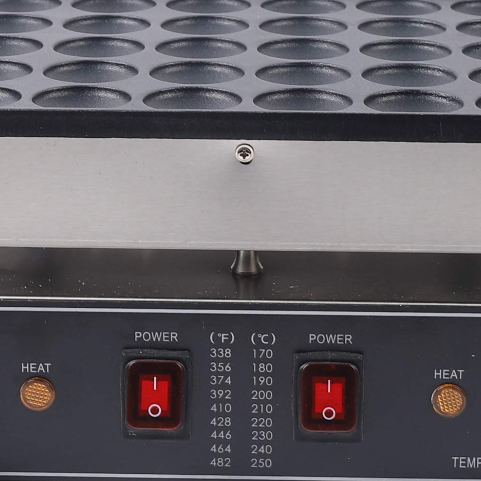 50 Löcher Elektro Mini Holländischer Pfannkuchenmaschine Antihaft Pancakes Maker Pfannkuchenpfanne + 2* Bürsten
