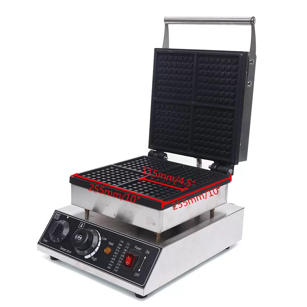 1750W Waffeleisen für 4 Belgische Waffeln, Antihaftbeschichtung, Quadratische Waffeleisen Waffelautomat 1750W Waffeleisen für 4 Belgische Waffeln, Antihaftbeschichtung, Quadratische Waffeleisen Waffelautomat
