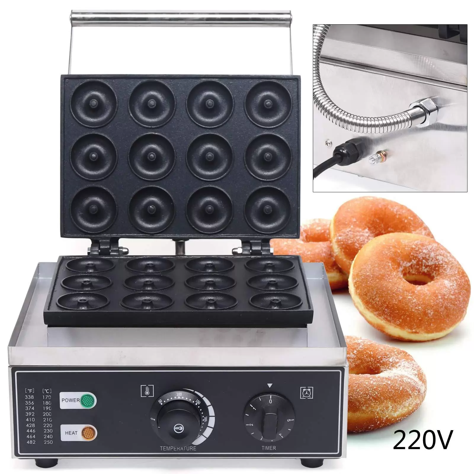 Elektrisch Donut Maker Antihaft 220V 1.5kW Donut Baker Maker Maschine 12 Stück