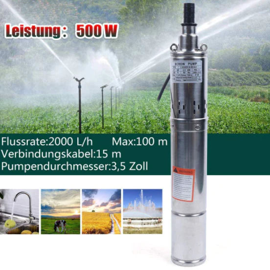500W Tiefbrunnenpumpe Brunnenpumpe Edelstahl  für Grundwasser Brunnenpumpe