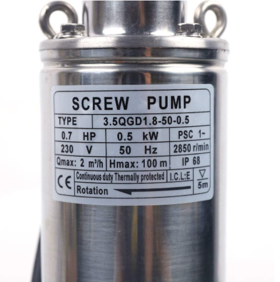 Tiefbrunnenpumpe Brunnenpumpe Edelstahl 500 Watt