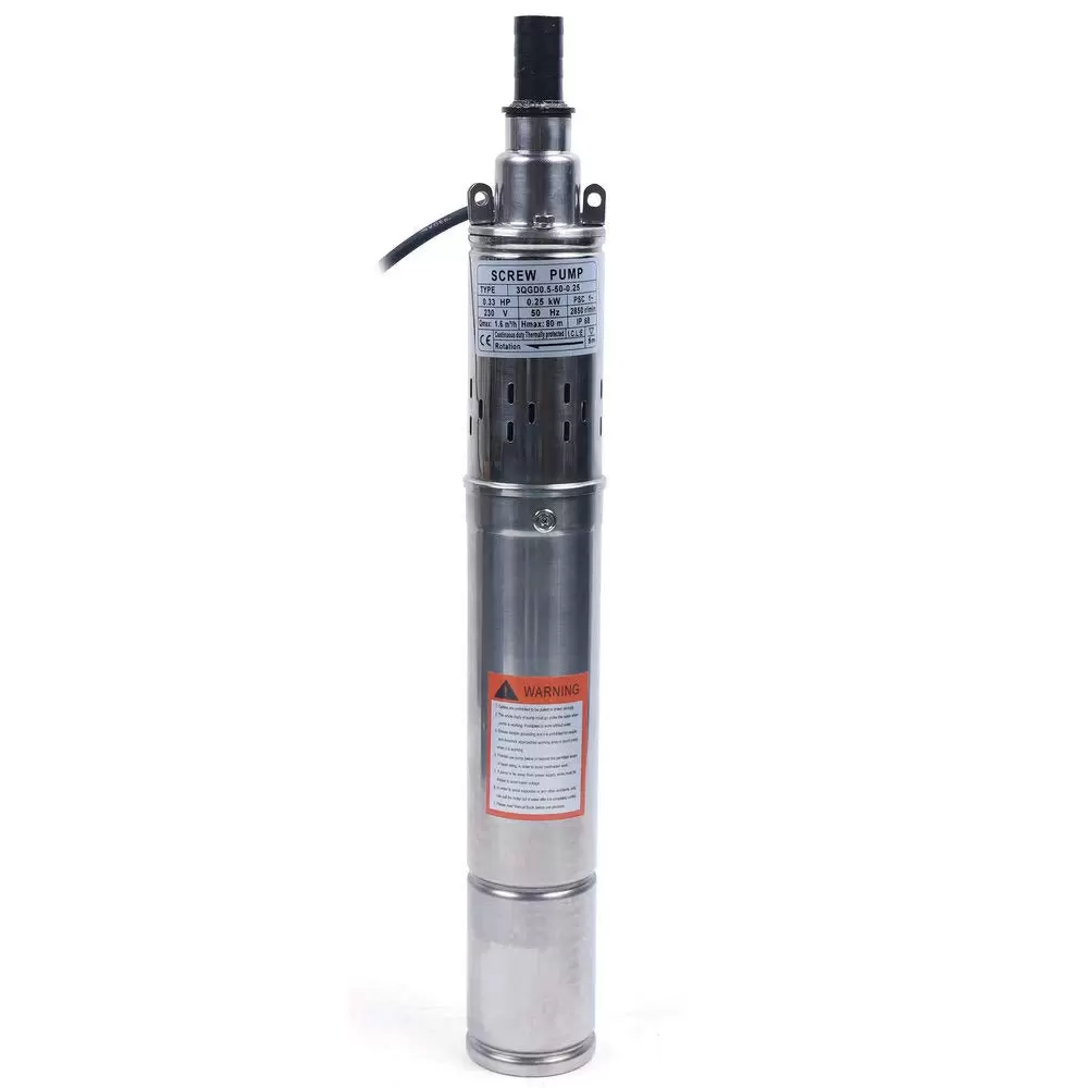 3 Zoll 1600 L/H 250W 80 M Brunnenpumpe Schraubenpumpe Tiefbrunnenpumpe 20M Kabel Sandverträ