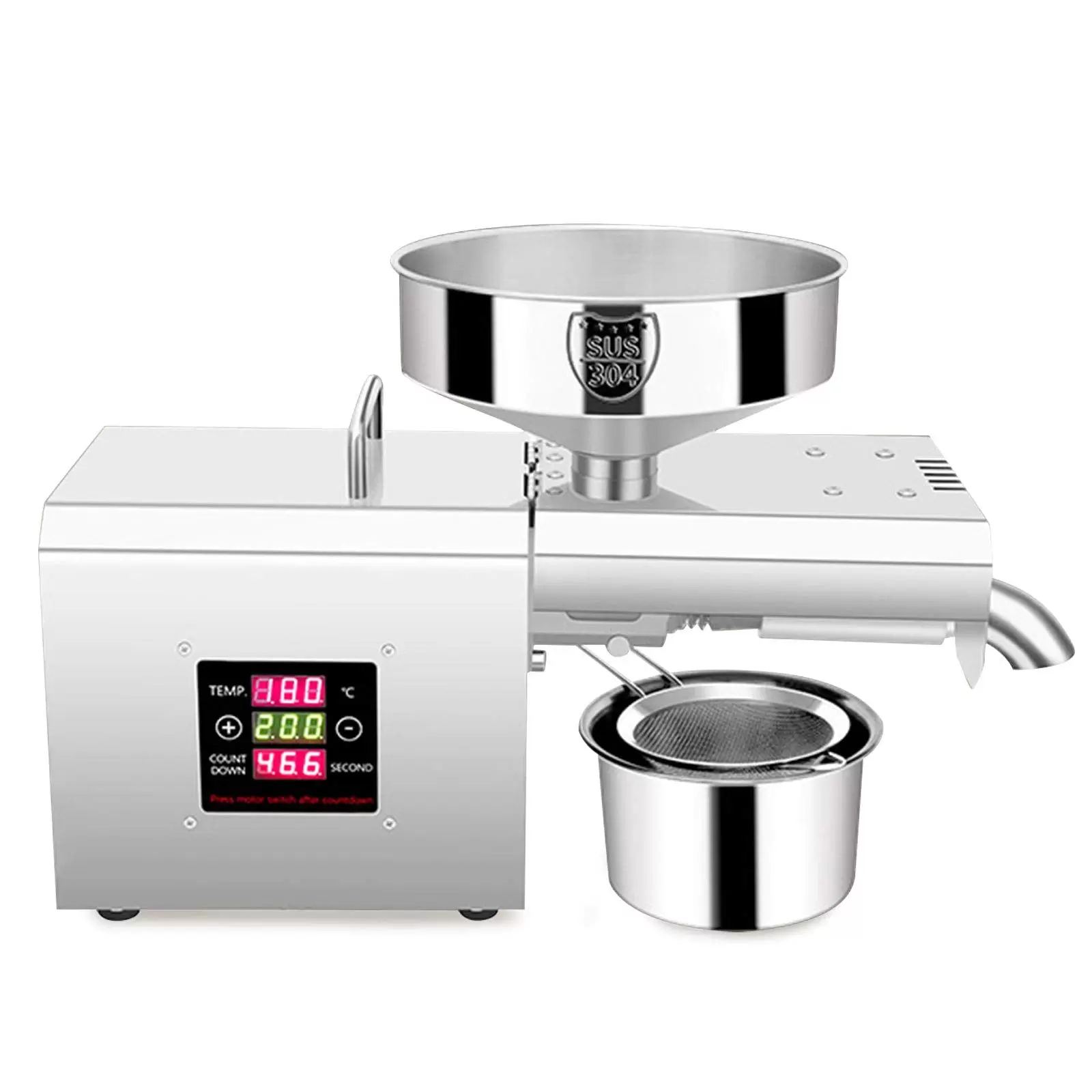 Ölpressenmaschine Automatische Ölpresse Haushalts Edelstahl Temperatur 50-250 Grad mit Filter