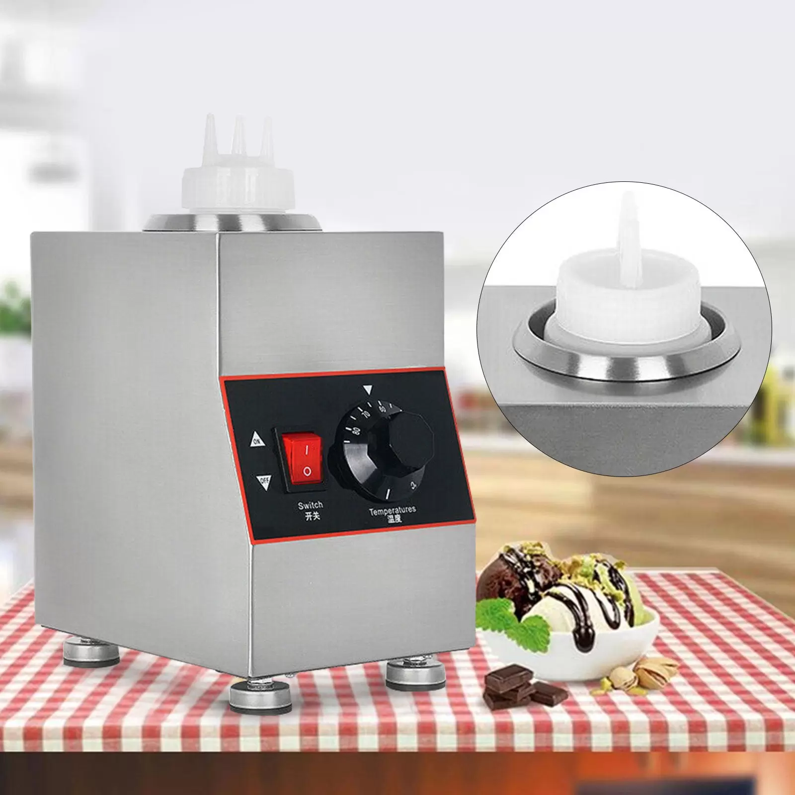 Elektrischer Soßenerhitzer Schokoladensoßenerhitzer aus Edelstahl für Hotels Restaurants Konditoreien Cafés Snacks Elektrischer Soßenerhitzer Schokoladensoßenerhitzer aus Edelstahl für Hotels Restaurants Konditoreien Cafés Snacks