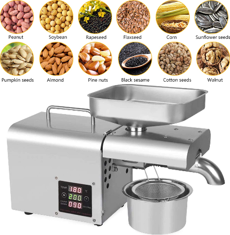 610W Automatische Ölpressmaschine Mit Temperaturkontrolle Expeller Ölmühle 3-6kg/h Rohstoff