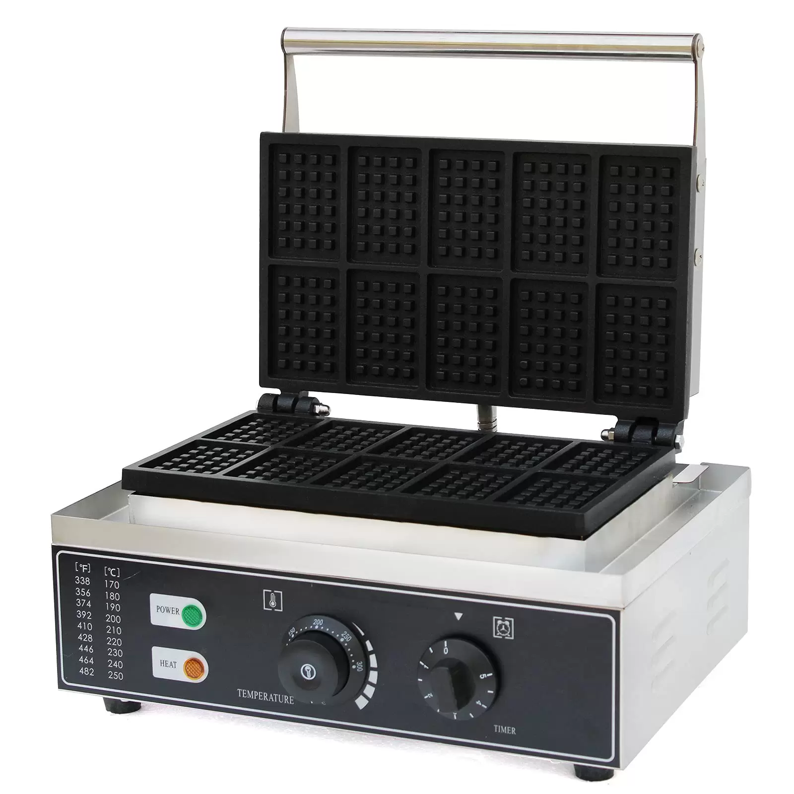 1500W Kommerzieller Waffeleisen mit Antihaftbeschichtung Zeit- und Temperaturkontrolle für Bäckereien