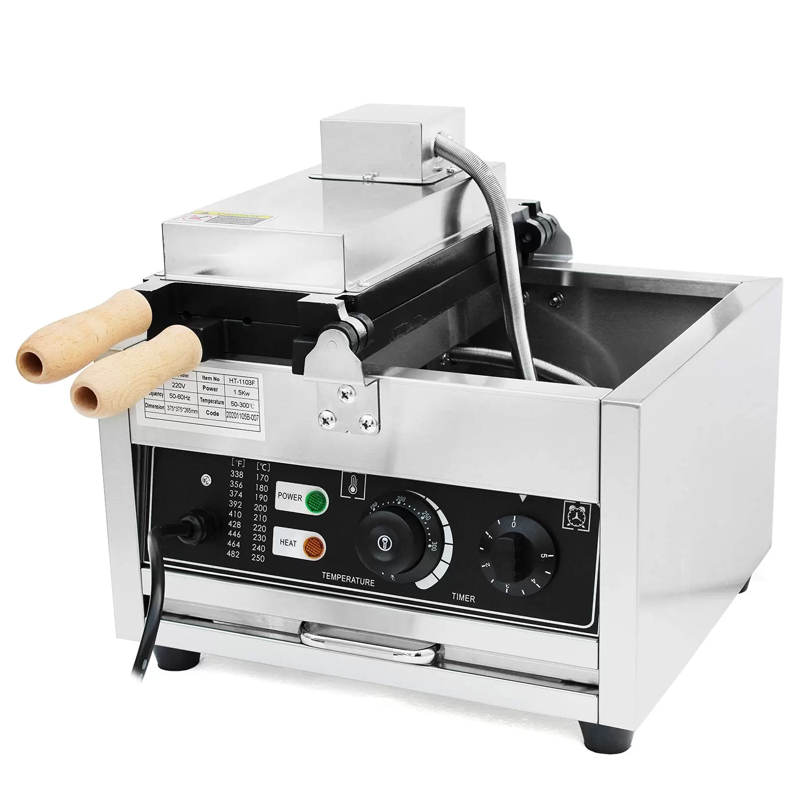 1500W Kommerziell Bubble Waffeleisen Maker Antihaftbeschichtete Platten