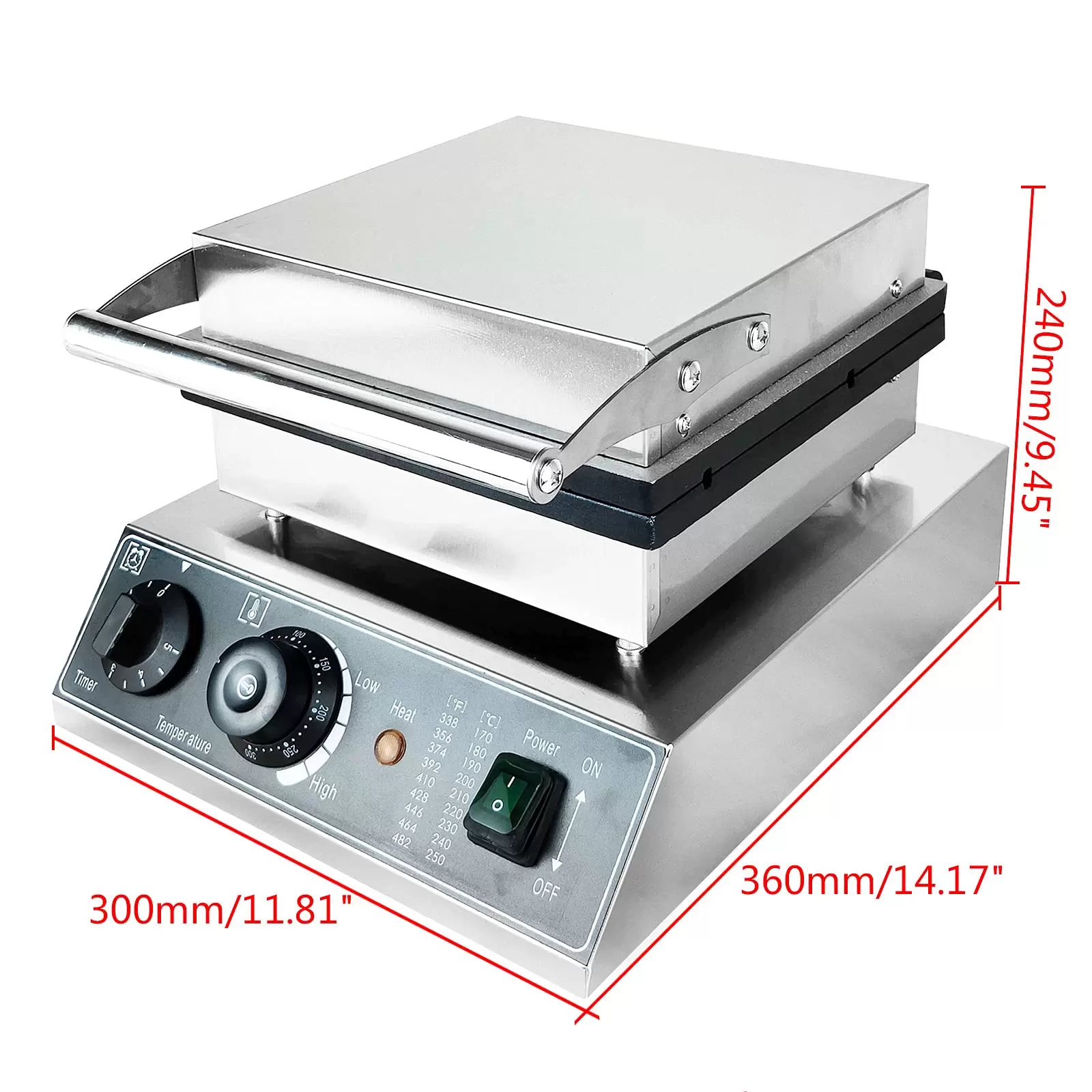1700W Waffeleisen mit Antihaftbeschichtung Fettauffangrille mit Antihaftbeschichtung