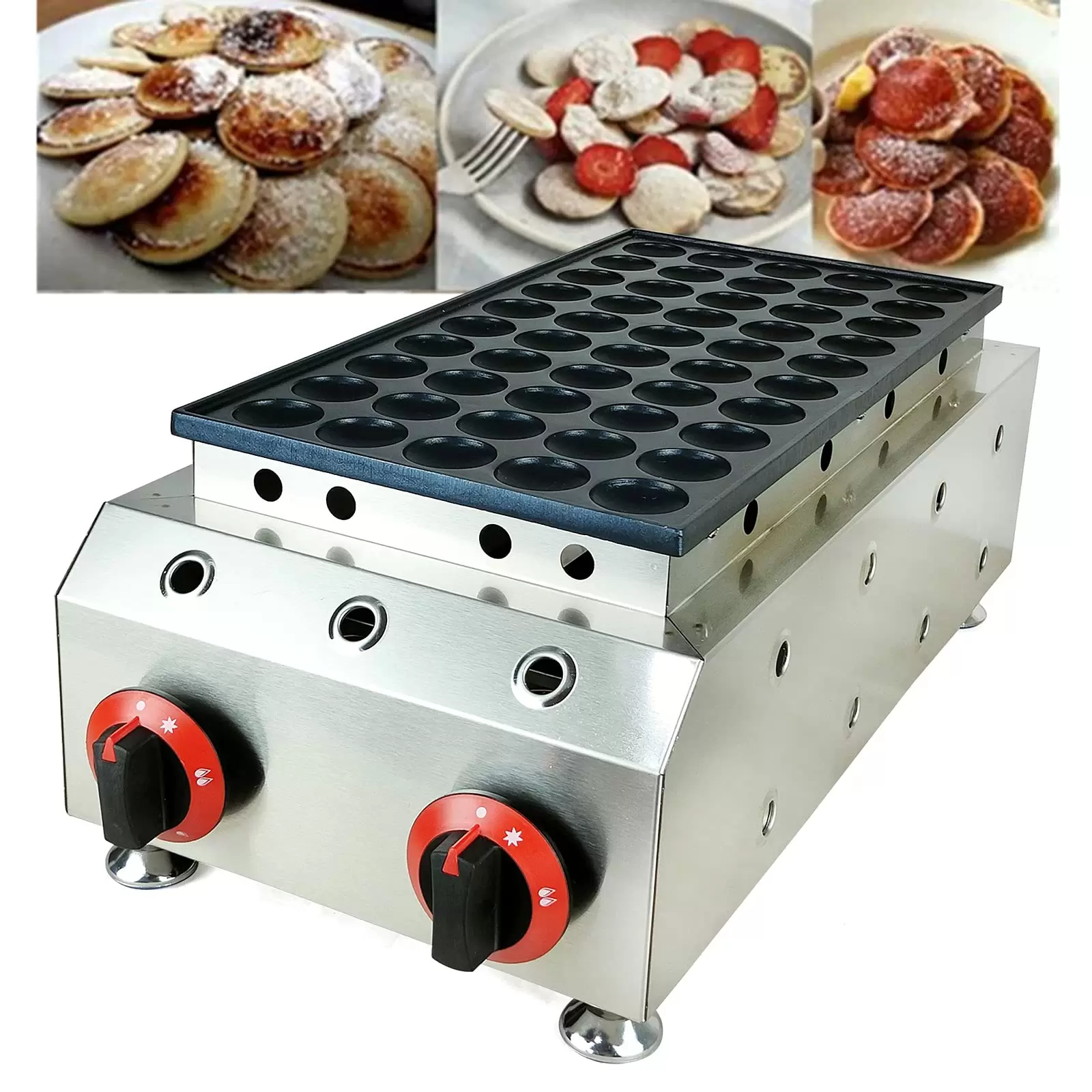 Mini Holländischer Pfannkuchenmaschine 50 Löcher Waffeleisen Antihaft Mini Dutch Pancakes Maker LPG Gas