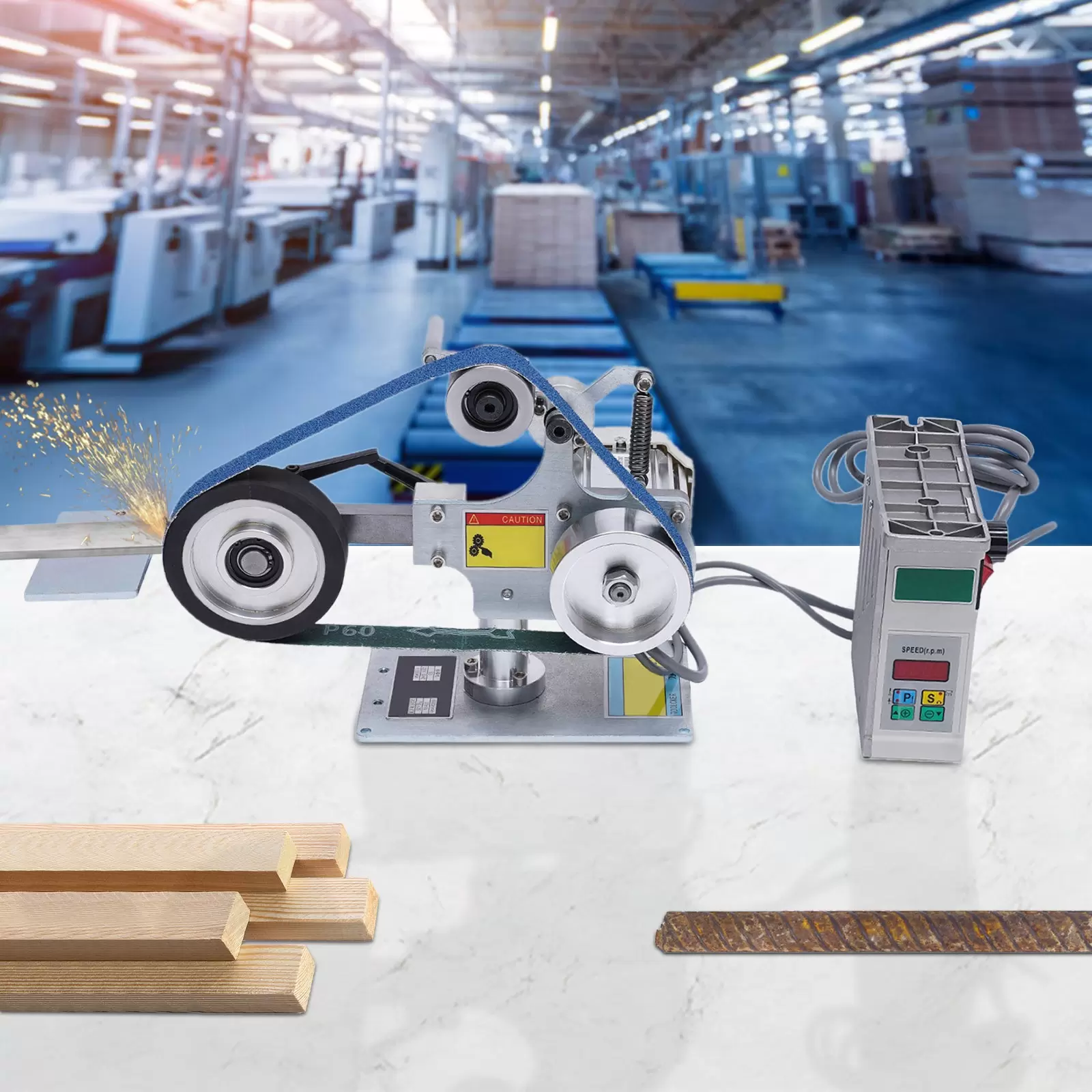 762x25MM 0.55 kW 30M/S Bandschleifmaschine Vertikale Horizontale Bürstenlose Bandmaschine Polierer