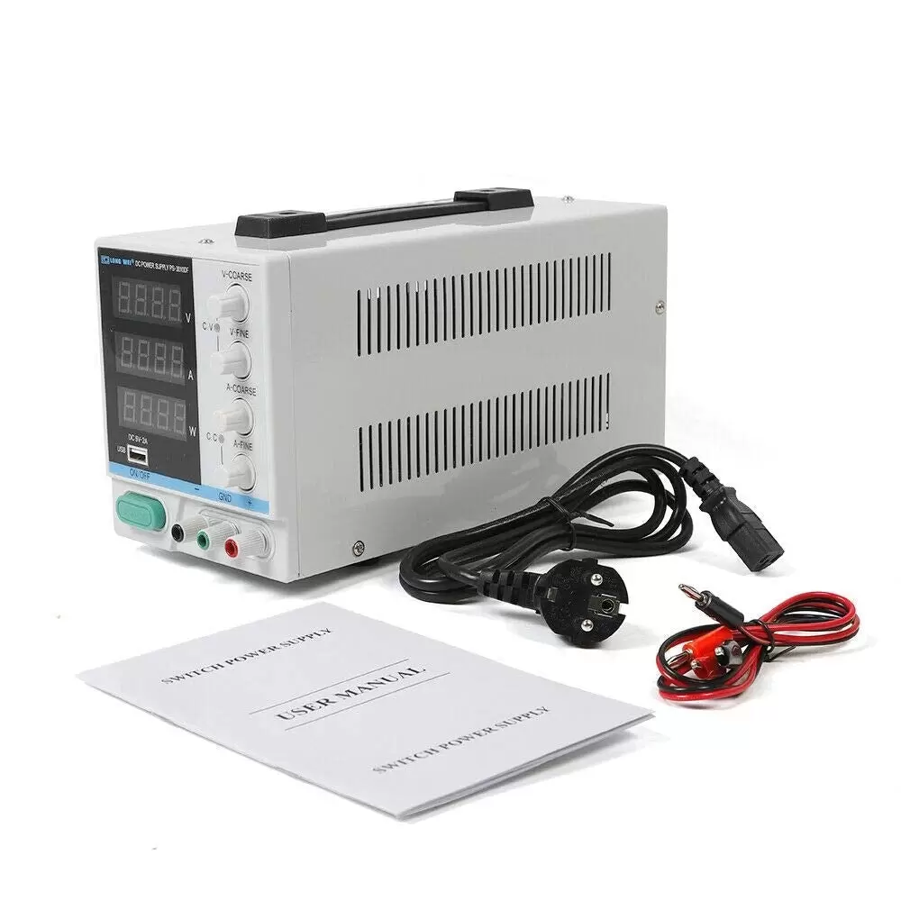 Labornetzgerät Trafo Regelbar Netzteil 0-30V 0-10A, LED-Digitalanzeige Netzgerät mit USB Schnittstelle, Fabrik, Wartung Stromversorgung