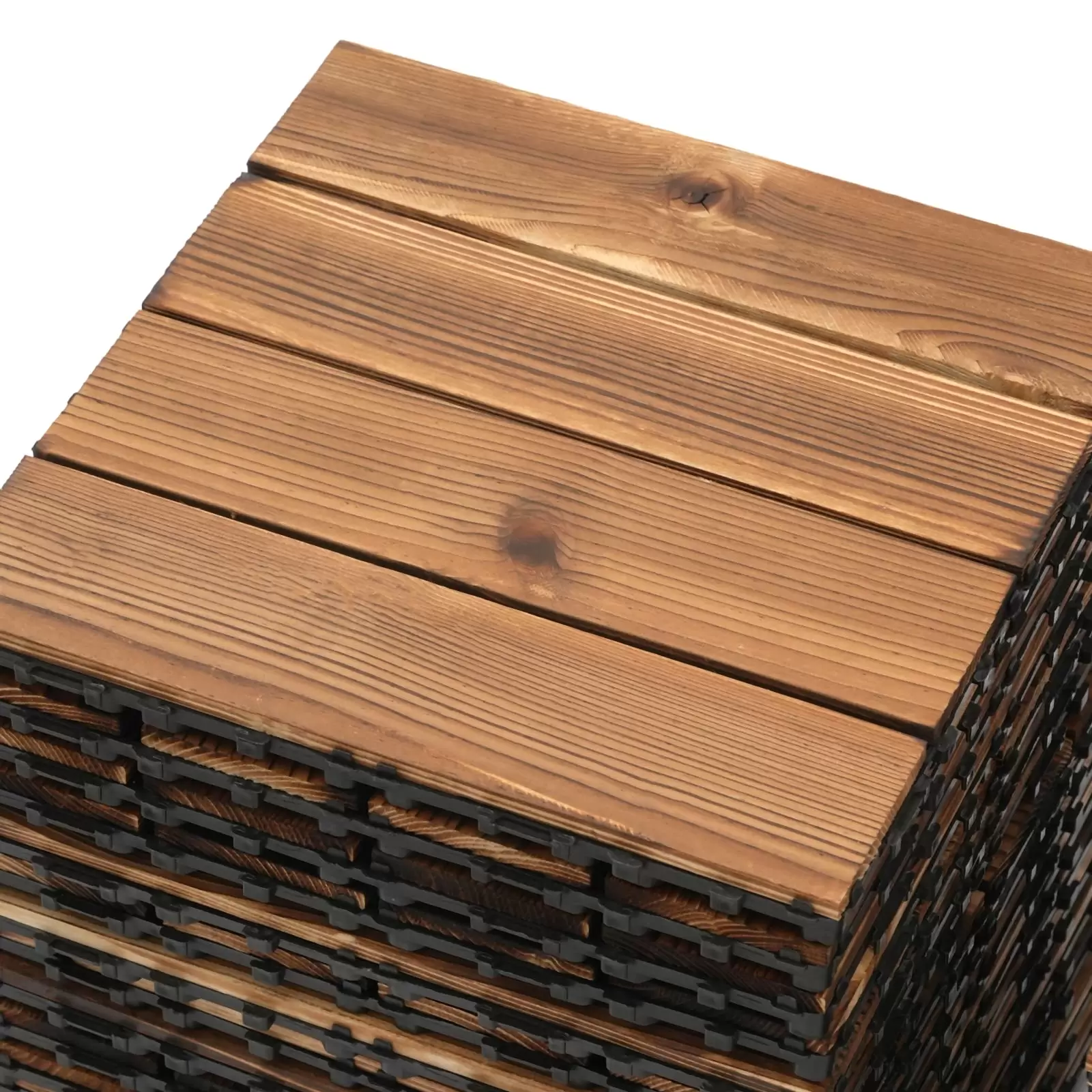 36 Stück Terrassenfliesen aus Holz Hartholz, ineinandergreifende Bodenfliesen Terrassenfliesen