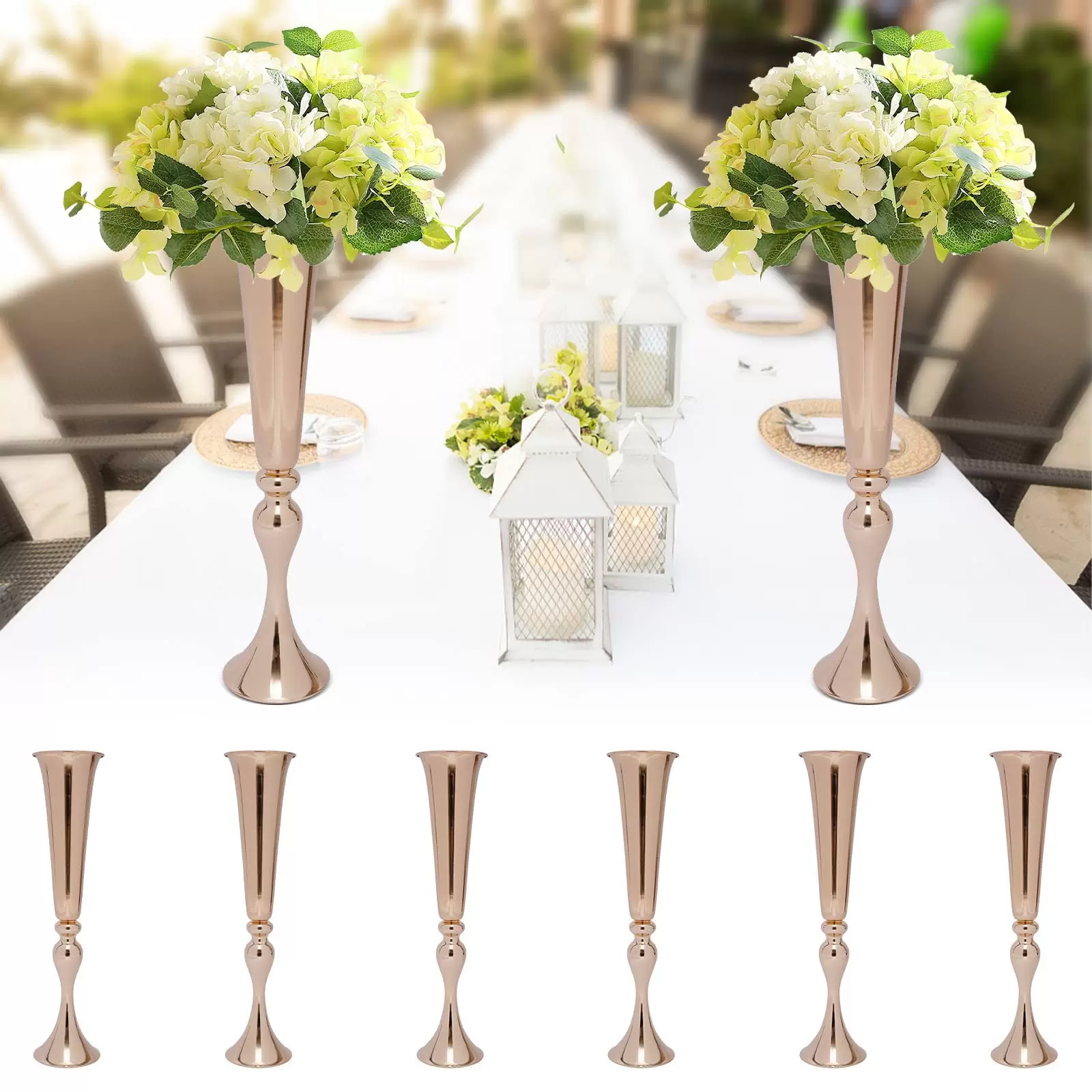 6 Pcs Höhe Metall Trompete Vase Hochzeit Bühne Dekorationen 22.2