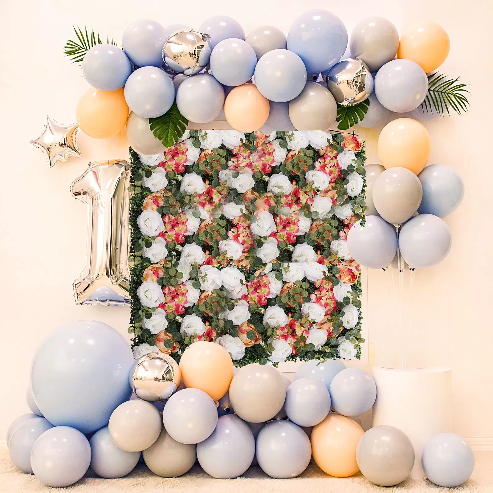 6 Stück Blumenwandpaneel Künstliche Blumenwand DIY Hochzeit Hintergrund Wanddekoration für Garten Hochzeit Dekor