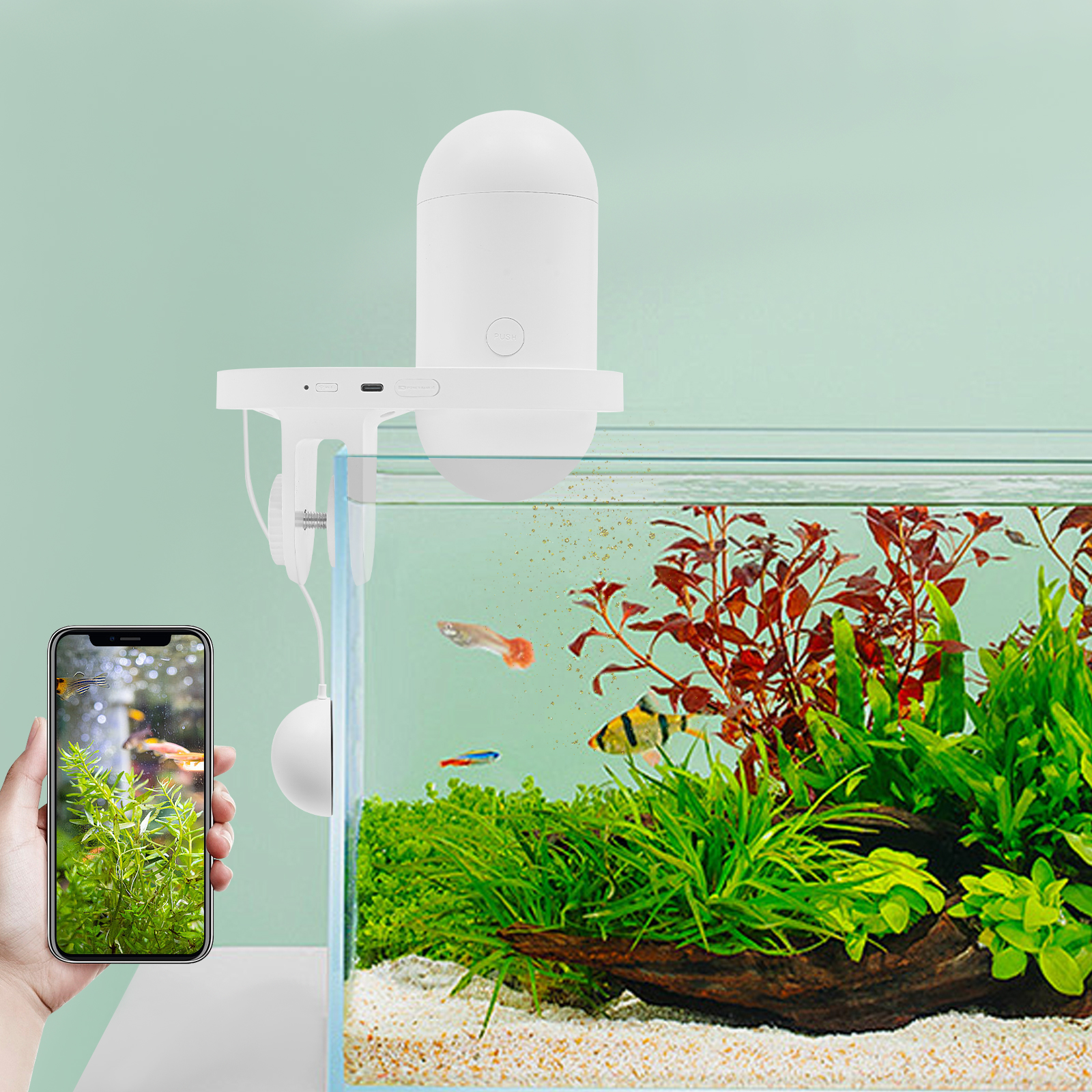 Automatic Fish Feeder, Modern White Intelligent Fish Feeder, Intelligent Timing Fish Feeder for Homes and Offices