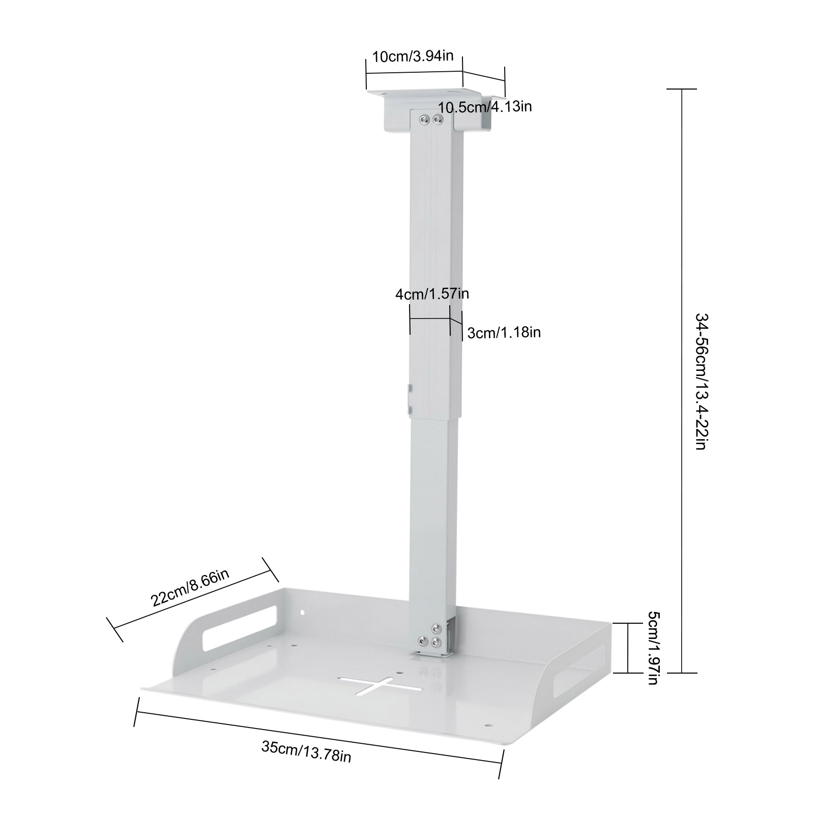 Decken-Projektorhalterung, universell, höhenverstellbar, 34-56 cm, Tragkraft: 14 kg, Weiß Decken-Projektorhalterung, universell, höhenverstellbar, 34-56 cm, Tragkraft: 14 kg, Weiß