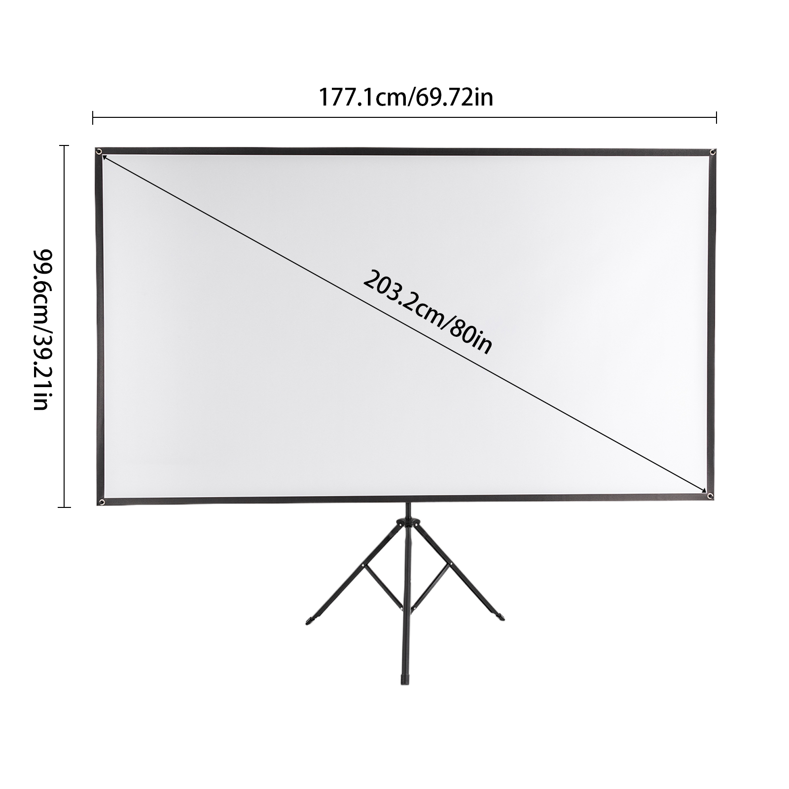 Projektionsleinwand mit Stativ, tragbare Projektionsleinwand, 80 Zoll, 16:9, 4K HD Projektionsleinwand mit Stativ, tragbare Projektionsleinwand, 80 Zoll, 16:9, 4K HD