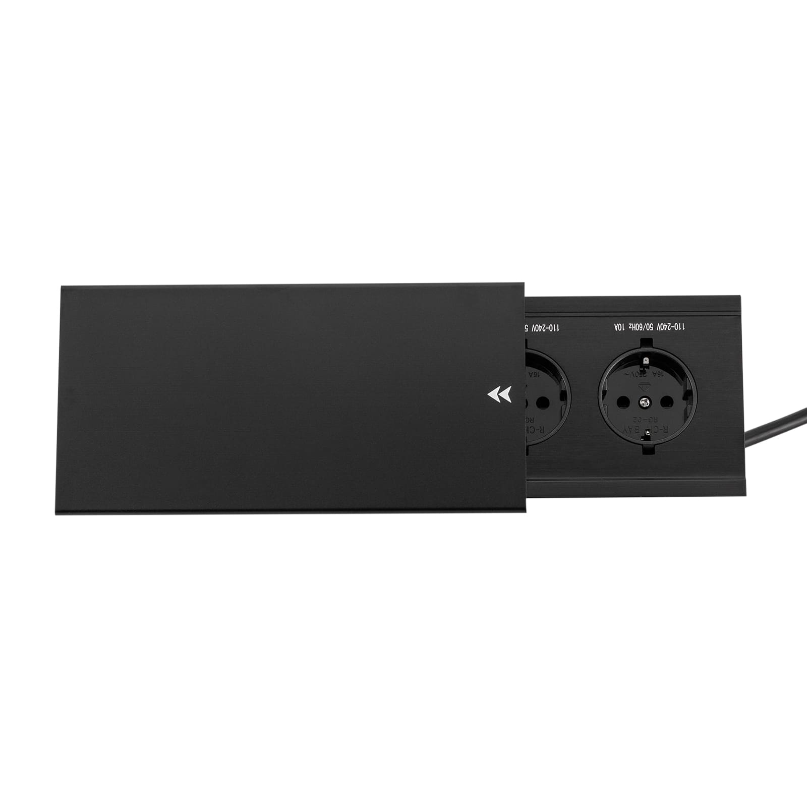 Unterputz-Tischsteckdose - Integriertes Design - Mit 2 USB-Anschlüssen - Mit Schiebedeckel - 2 USB-Buchsen + 2 Euronorm-Steckdosen für Zuhause und Büro