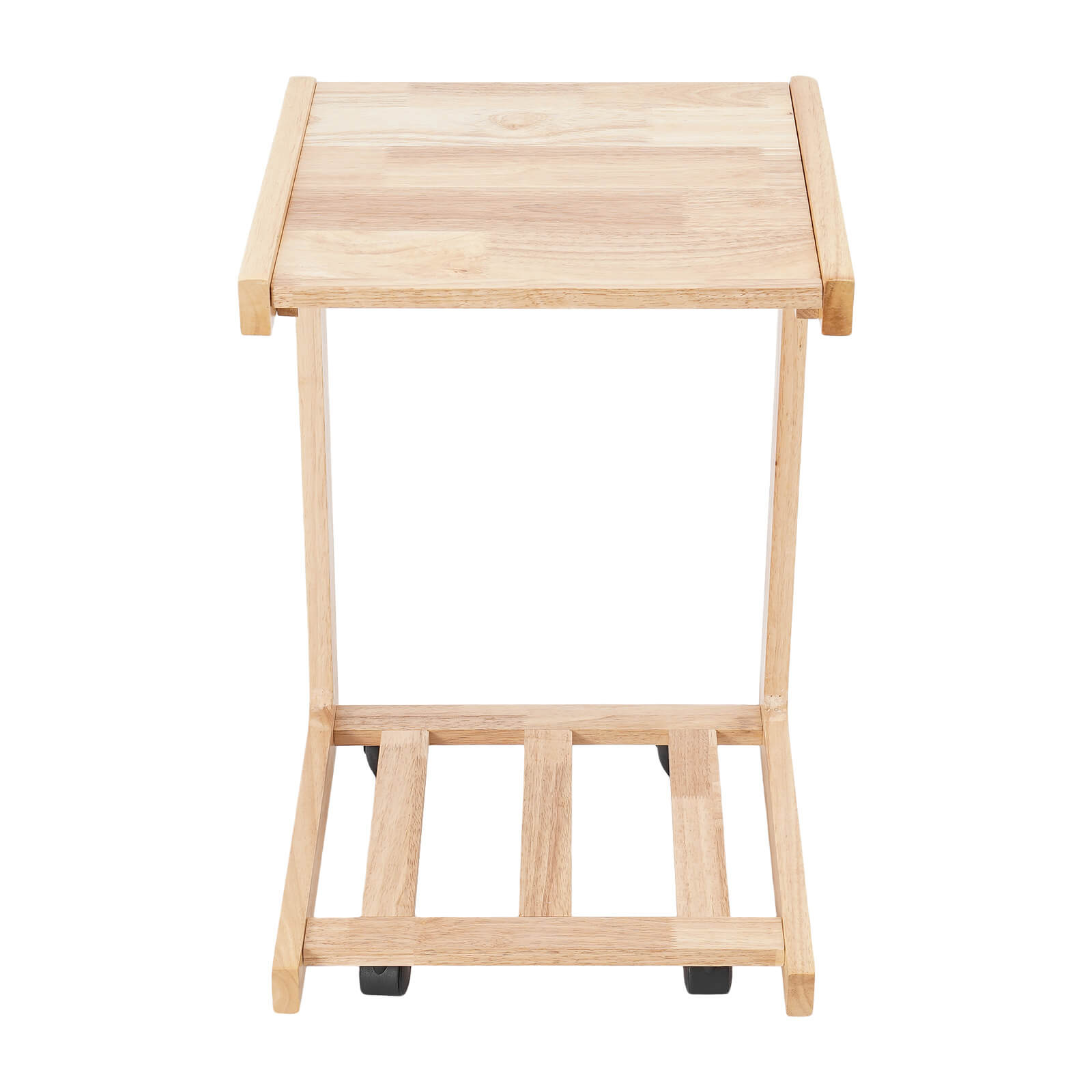 Table d'appoint en forme de C couleur bois, petite table d'appoint, table d'appoint à roulettes, table basse, support pour ordinateur portable