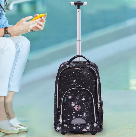Trolley-Rucksack mit Rollen, Schulrucksack, Trolly, 45 Liter, star grey
