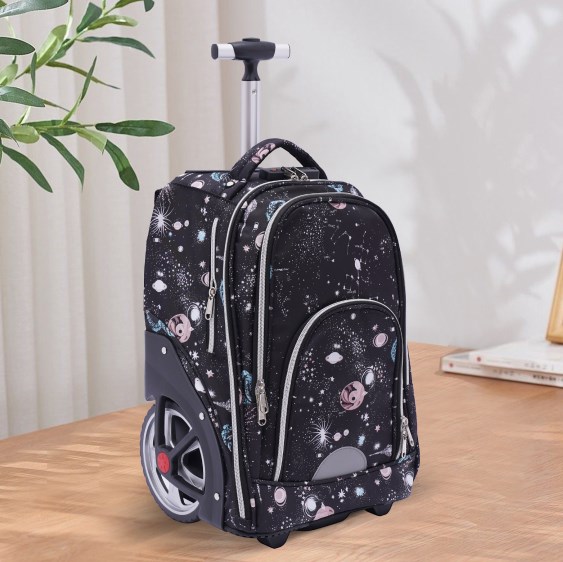 Trolley-Rucksack mit Rollen, Schulrucksack, Trolly, 45 Liter, star grey