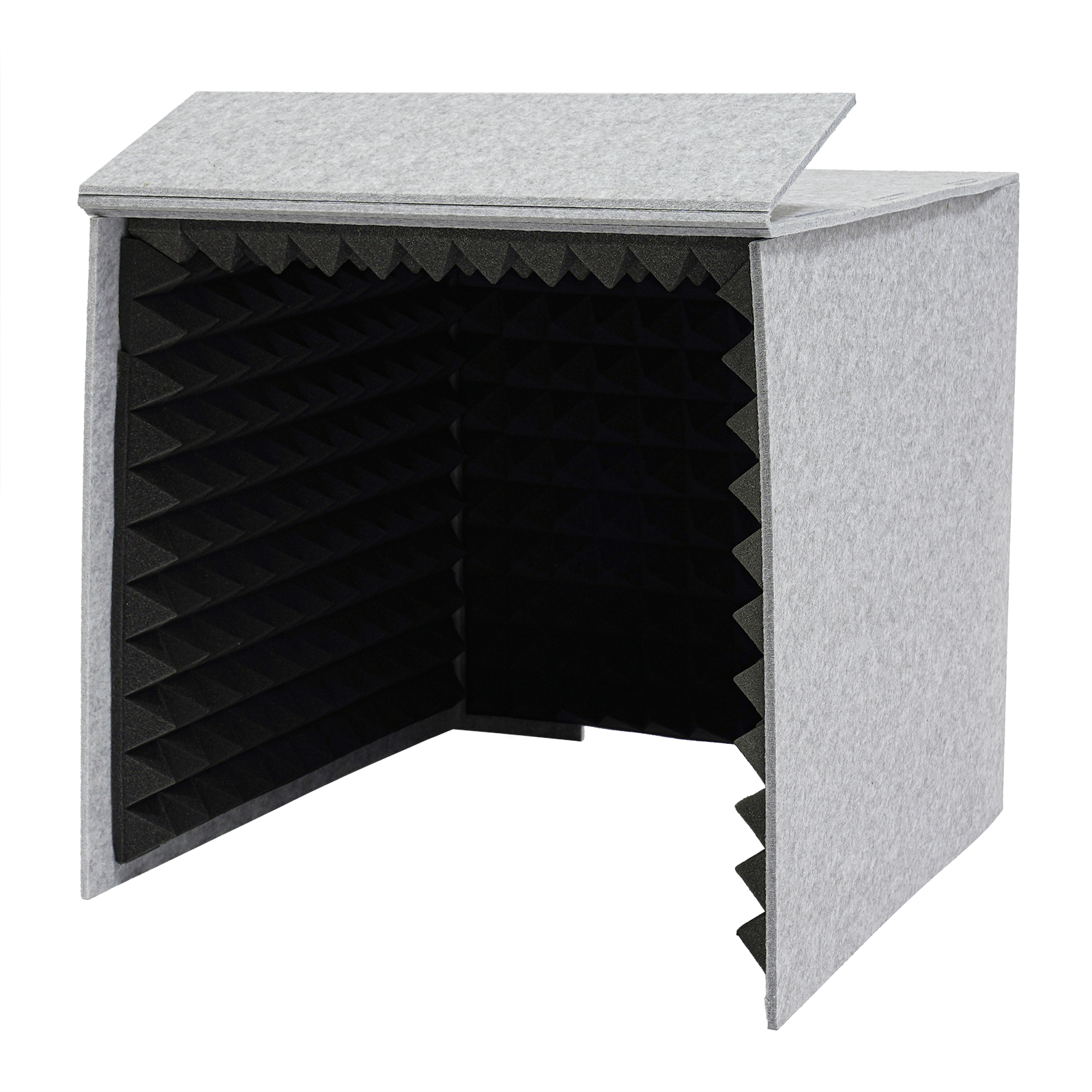 60×60cm foldable desktop recording studio - gray outside and black inside