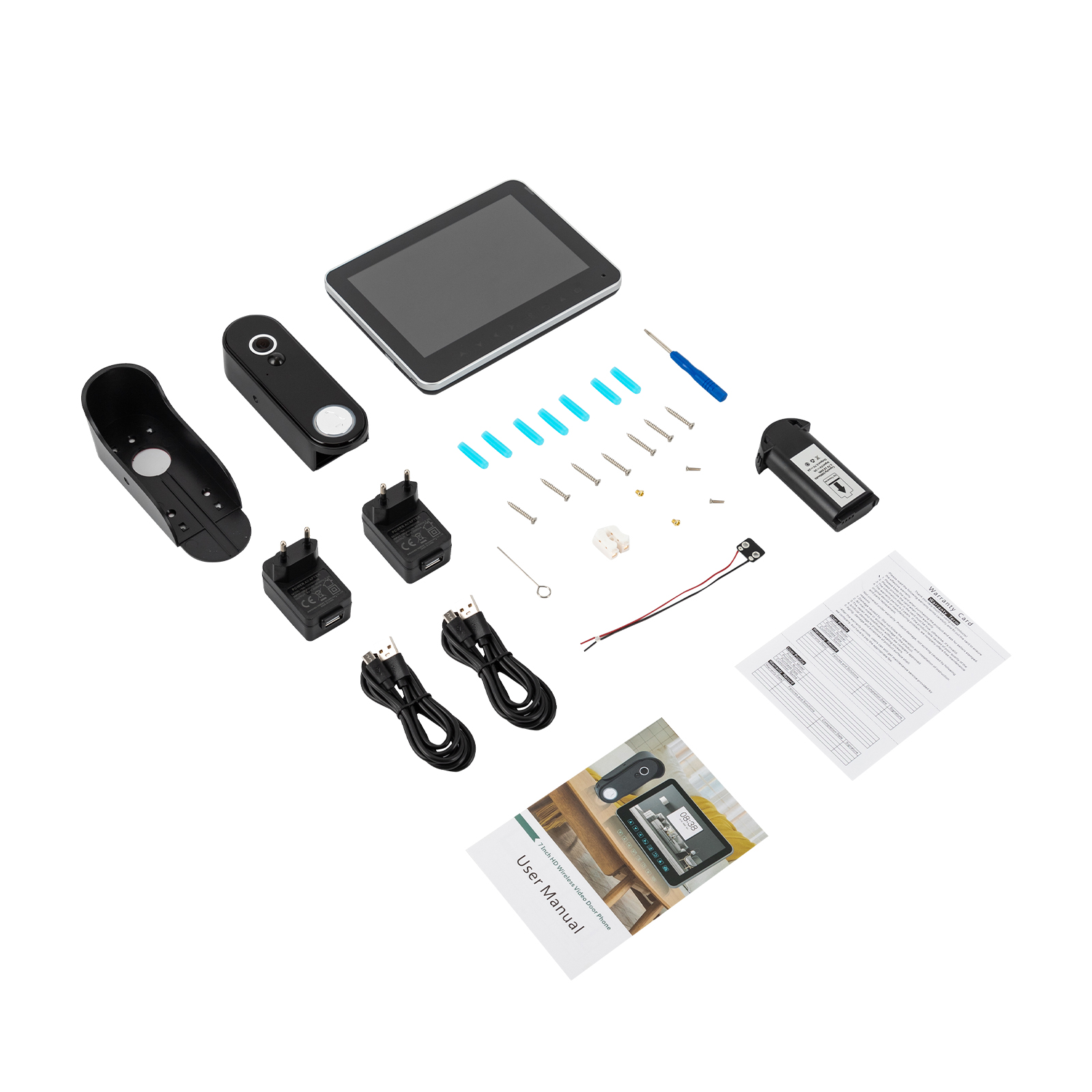 Video-Gegensprechanlage Türklingel, Türklingelkamera mit 7,12-Zoll-Touchscreen-Monitor, Video-Gegensprechanlage Türklingel 32 GB Video-Gegensprechanlage Türklingel, Türklingelkamera mit 7,12-Zoll-Touchscreen-Monitor, Video-Gegensprechanlage Türklingel 32 GB