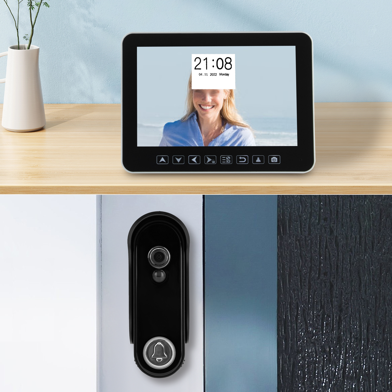 Video-Gegensprechanlage Türklingel, Türklingelkamera mit 7,12-Zoll-Touchscreen-Monitor, Video-Gegensprechanlage Türklingel 32 GB Video-Gegensprechanlage Türklingel, Türklingelkamera mit 7,12-Zoll-Touchscreen-Monitor, Video-Gegensprechanlage Türklingel 32 GB