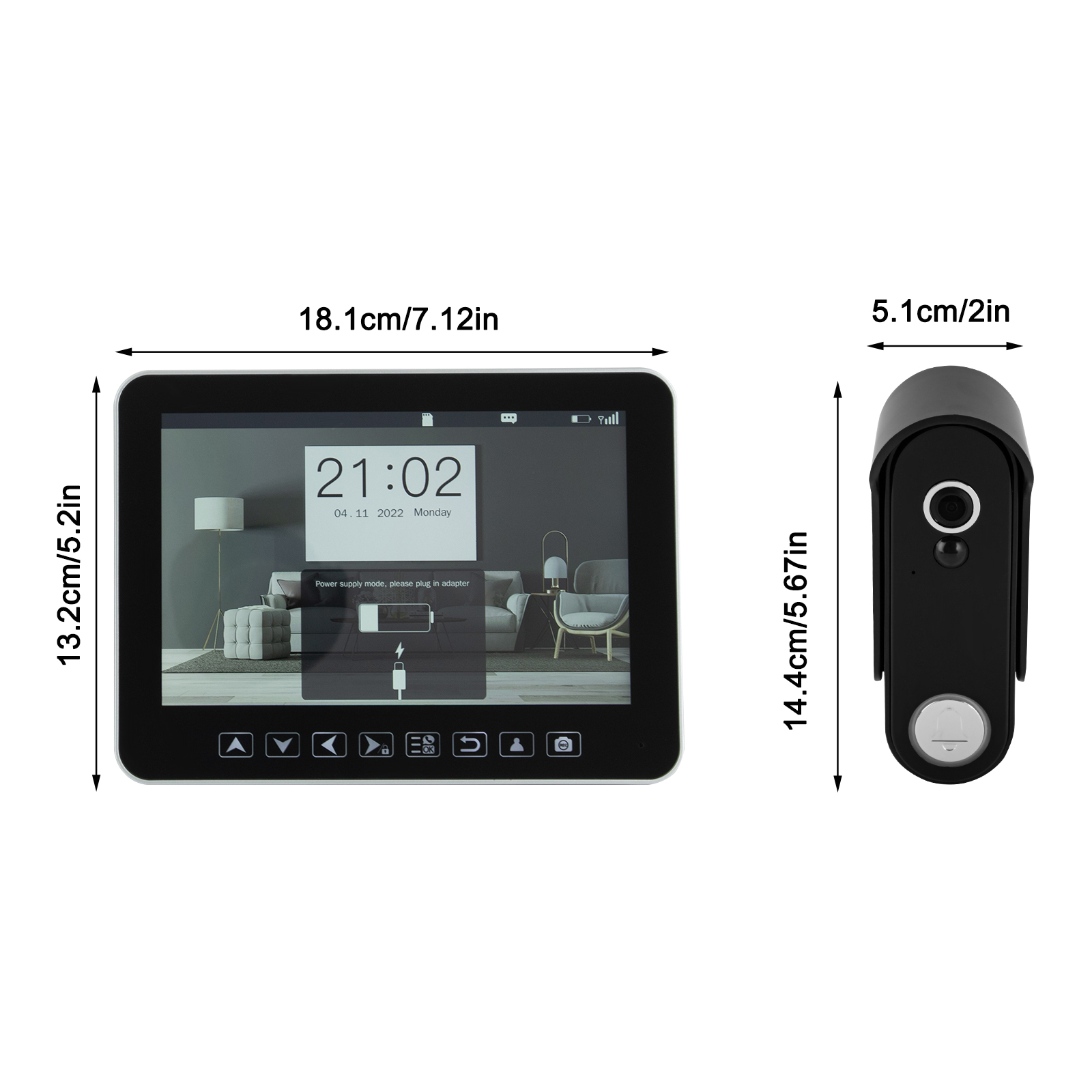 Video-Gegensprechanlage Türklingel, Türklingelkamera mit 7,12-Zoll-Touchscreen-Monitor, Video-Gegensprechanlage Türklingel 32 GB Video-Gegensprechanlage Türklingel, Türklingelkamera mit 7,12-Zoll-Touchscreen-Monitor, Video-Gegensprechanlage Türklingel 32 GB
