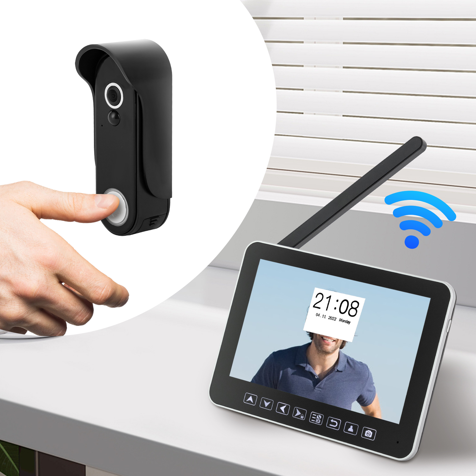 Video-Gegensprechanlage Türklingel, Türklingelkamera mit 7,12-Zoll-Touchscreen-Monitor, Video-Gegensprechanlage Türklingel 32 GB Video-Gegensprechanlage Türklingel, Türklingelkamera mit 7,12-Zoll-Touchscreen-Monitor, Video-Gegensprechanlage Türklingel 32 GB