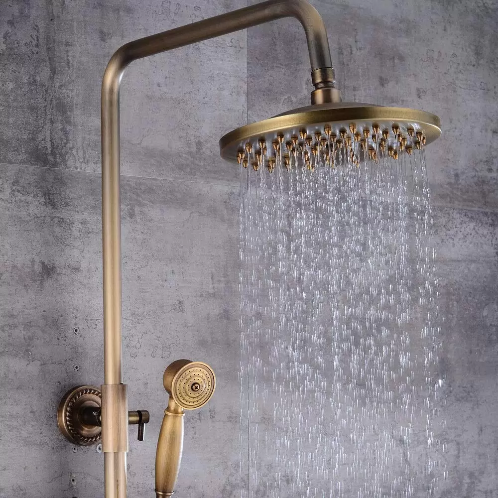 Retro Duschset, Antik Messing Duschsystem, Wasserhahn Messing Antik Mit Höhenverstellbar Umfassen Handbrause