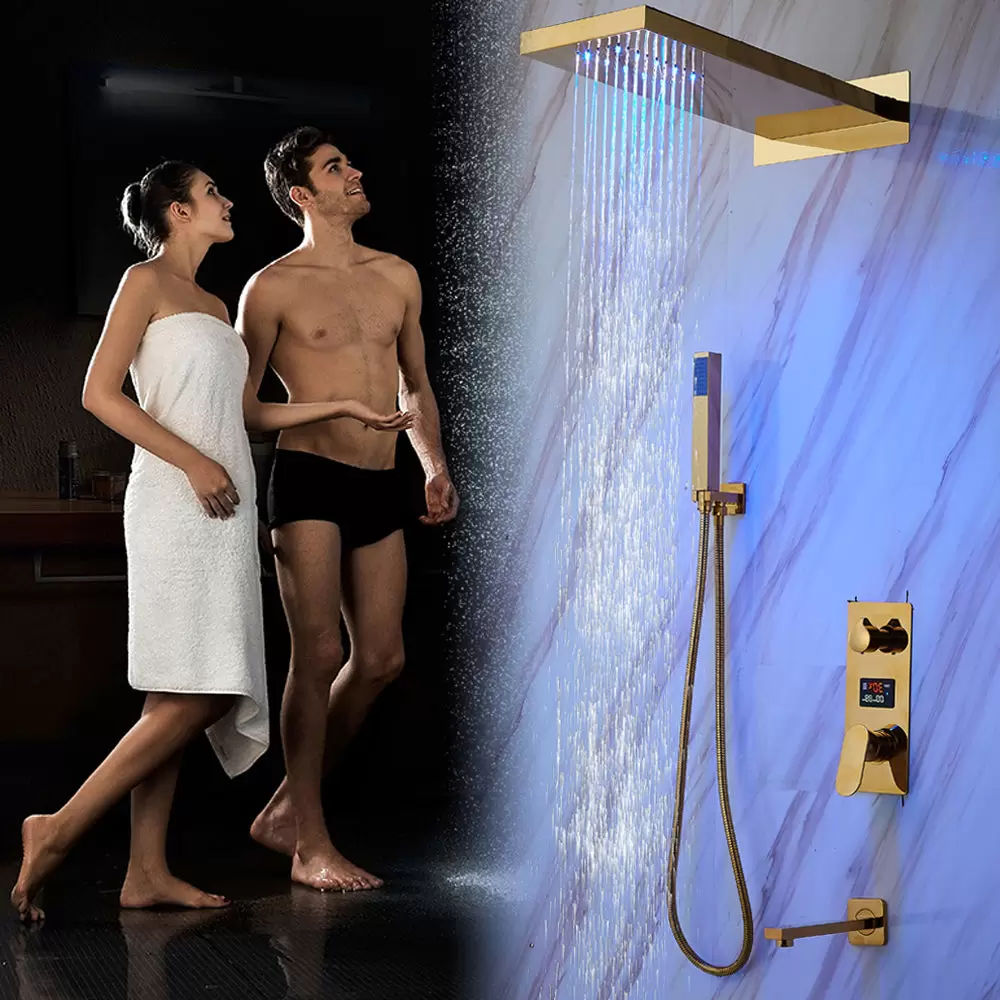 Duscharmatur Regendusche LCD Digitale Duschsystem Edelstahl Duschset Mischbatterie Dusche Set