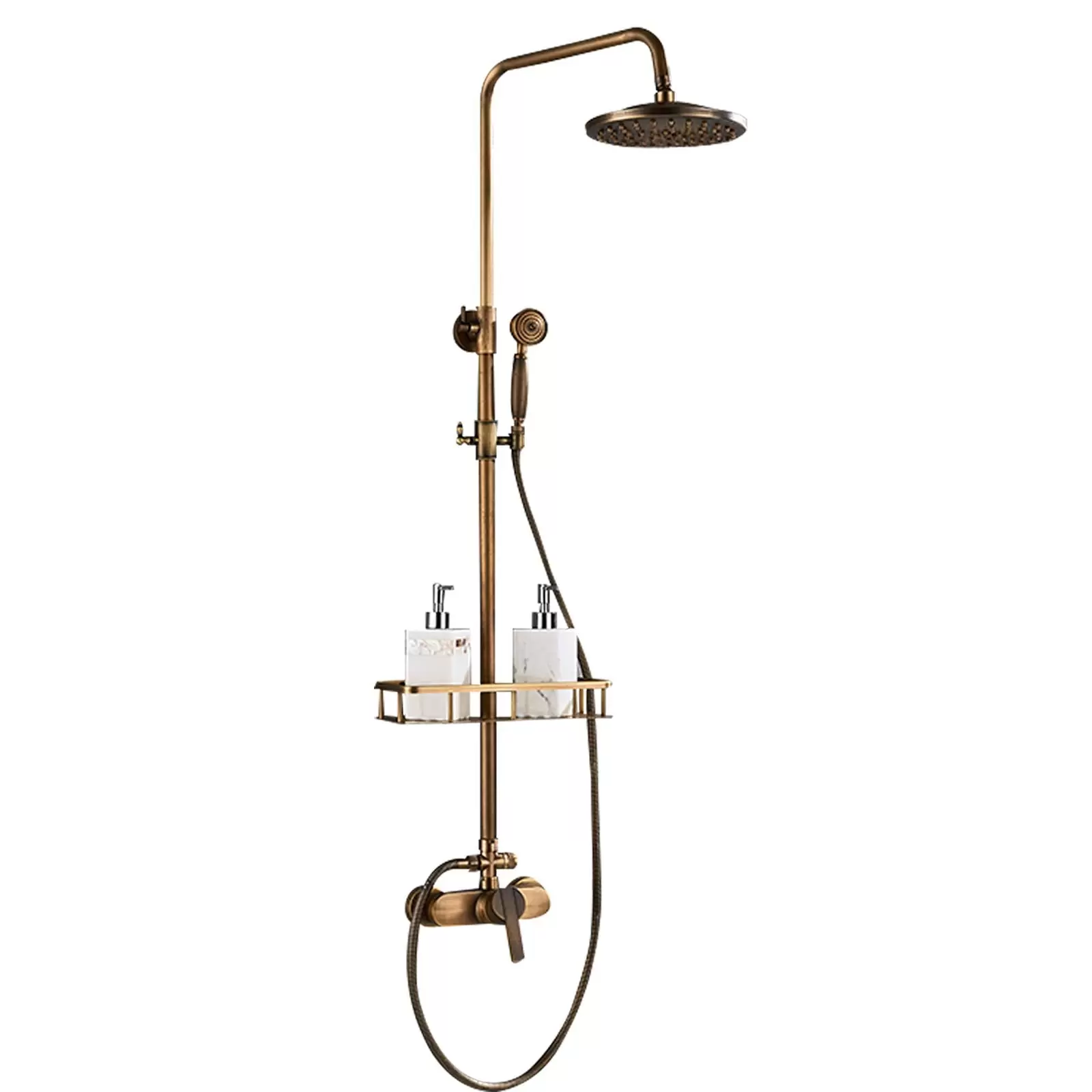 Duschset Wandmontage Bad Duscharmatur Set Antikmessing Höhenverstellbar Regendusche