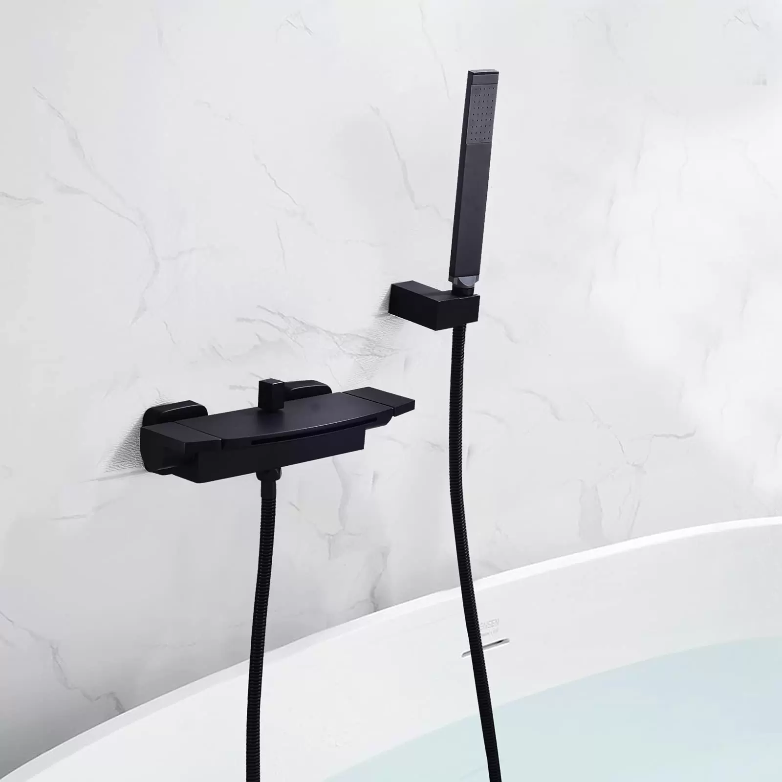 Badewannenarmatur Dusche set Messing Waschbecken Wasserhähne Badewanne Schwarz Brause Wasserfall Wasserhahn