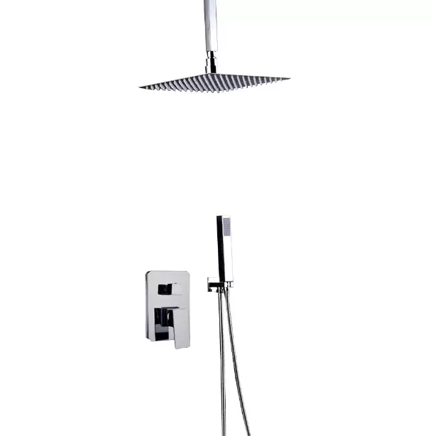 30 * 30cm Quadratisch Duschset mit LED Regen Kopfbrause und Handbrause