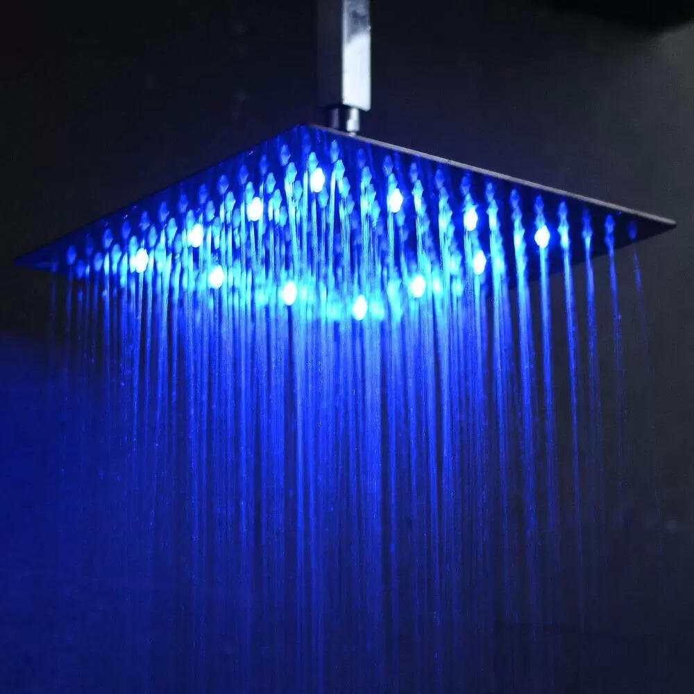 30 * 30cm Quadratisch Duschset mit LED Regen Kopfbrause und Handbrause