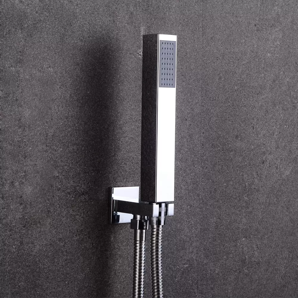 30 * 30cm Quadratisch Duschset mit LED Regen Kopfbrause und Handbrause