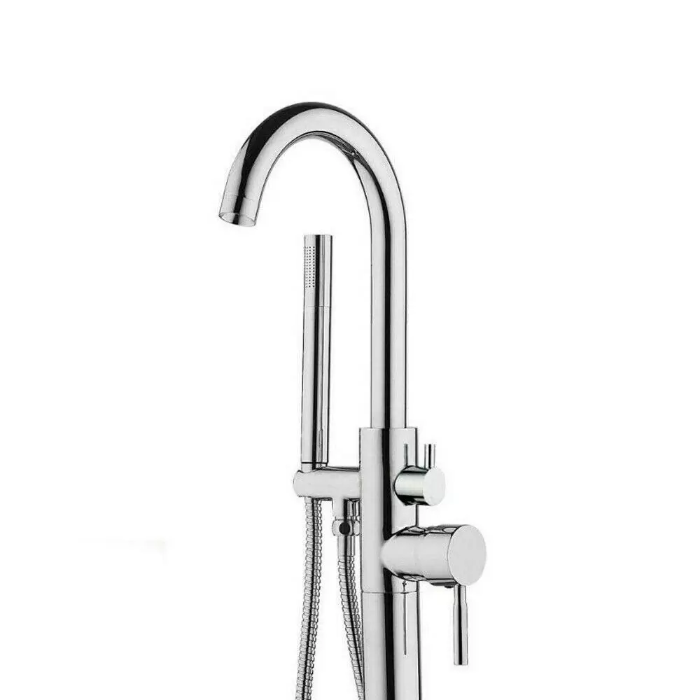 Freistehende Badewannenarmatur Chrom Wasserhahn Einhandmischer mit Handspritzgerät Badewanne Wasserhahn