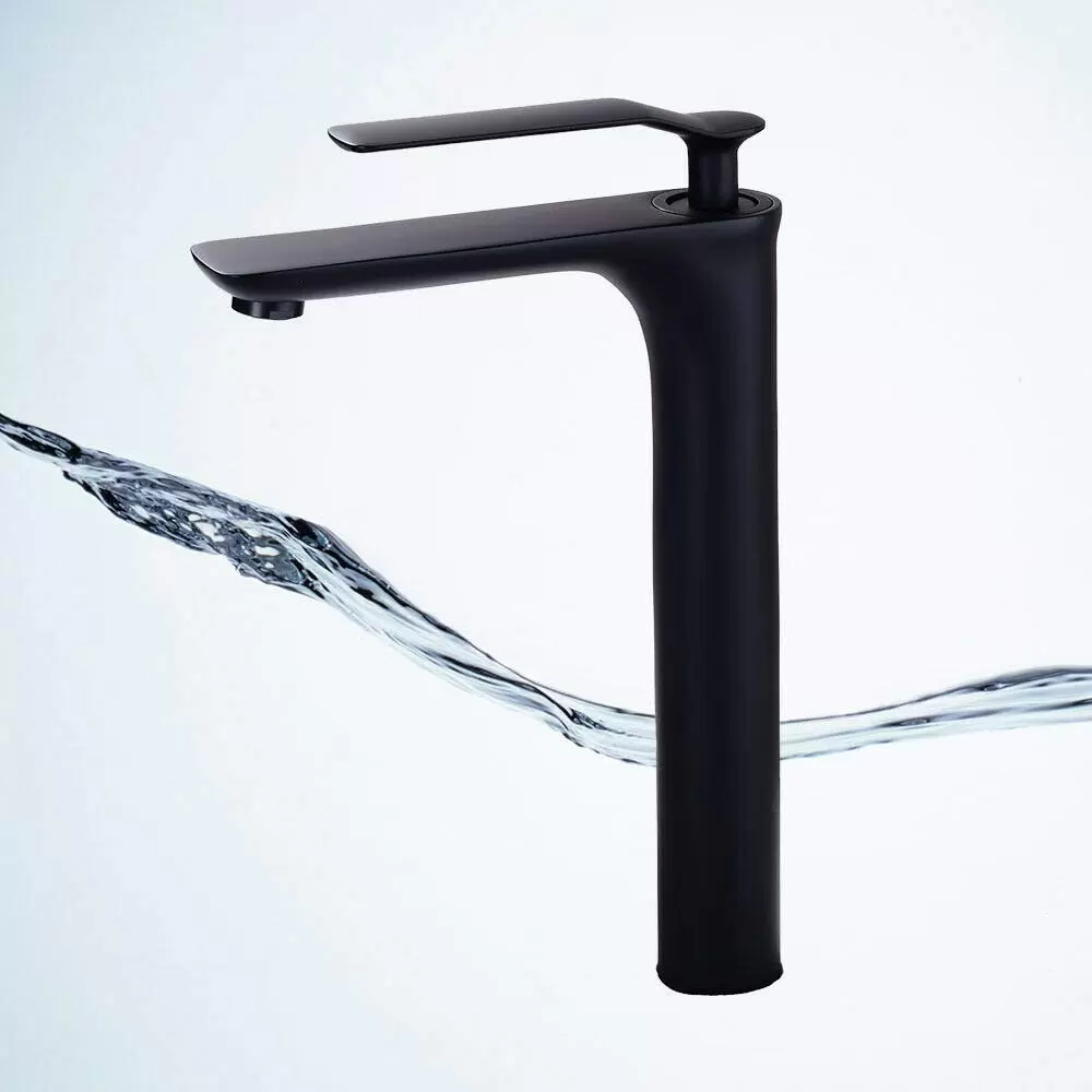 CNCEST Hoch Waschtischarmatur Einhebelmischer Badarmatur Einlochbatterie Waschbecken Schwarz Wasserhahn